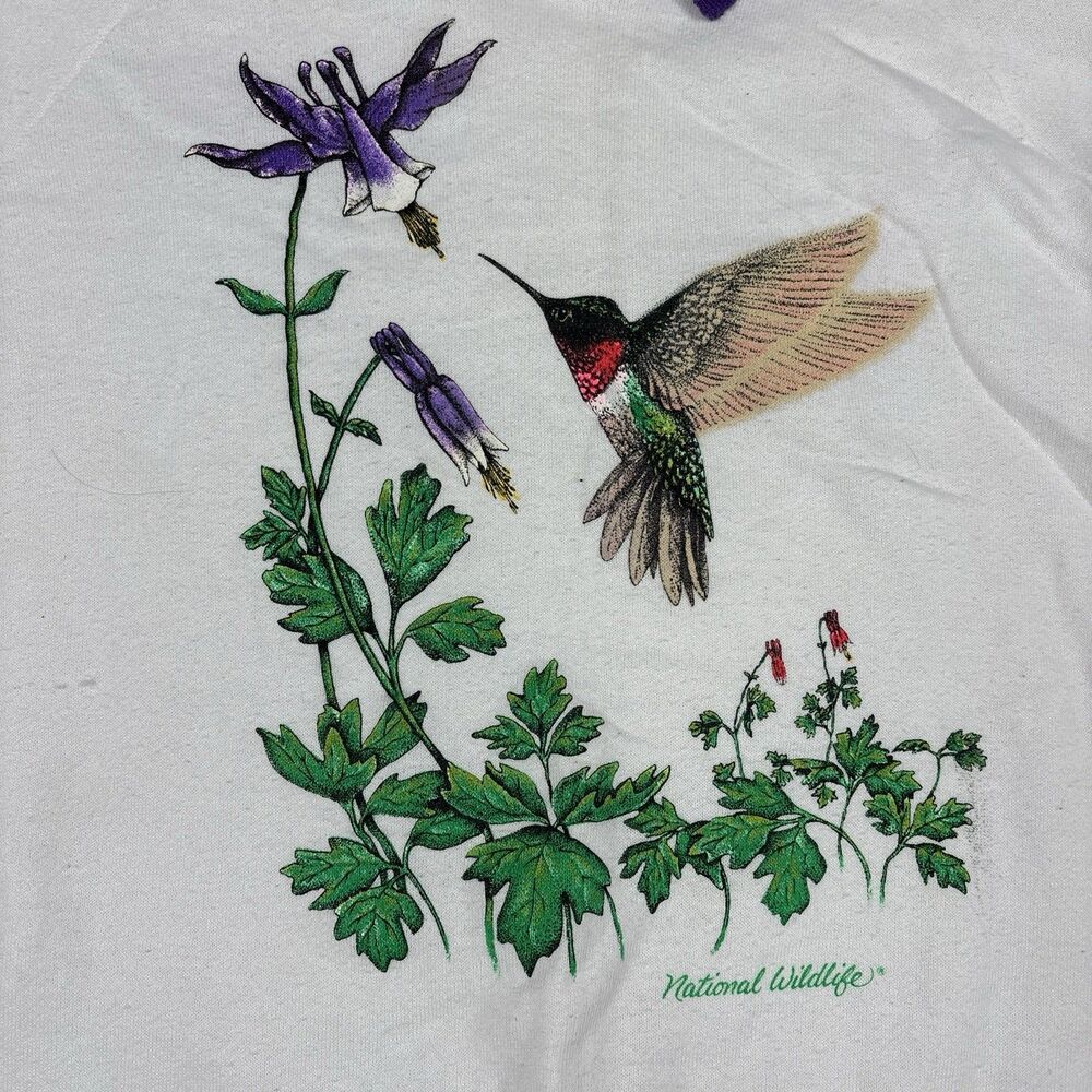 Vintage Hanes Sweatshirt 90 Collared Hummingbird Grandmacore Pullover Size Large - Picture 6 of 8